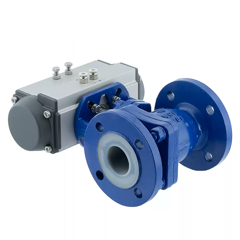 Pneumatic Fluorine Lined Carbon Steel Ball Valve with Flanged Ends